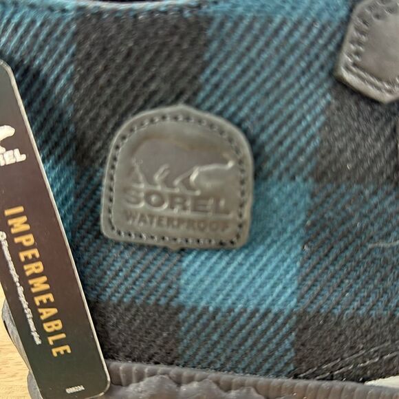 SOREL Out N About Plus Duck Boot- Black/ Teal Plaid- Size 10 M- NIB - Picture 7 of 8